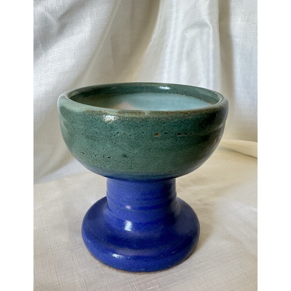 Vintage Planter/Chalice Studio Art Pottery Hand Thrown Ceramic Heavy Signed 4.5